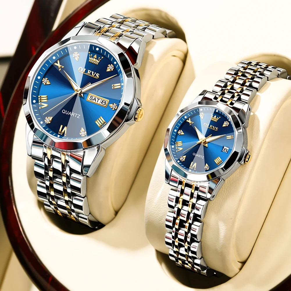 OLEVS 9931 Couple Silver Gold Blue