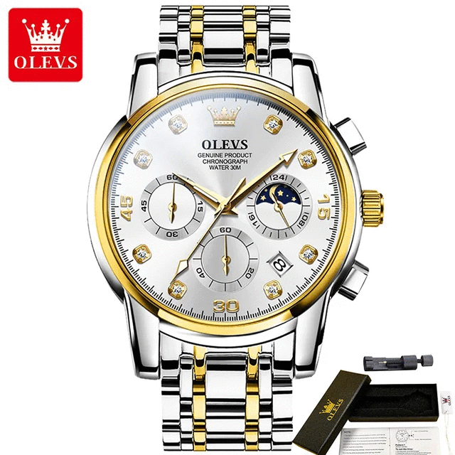 OLEVS 889 Silver Gold White