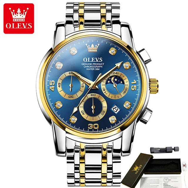 OLEVS 889 Silver Gold Blue