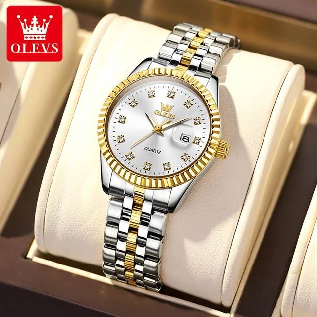 OLEVS 5526 Women Silver Gold White