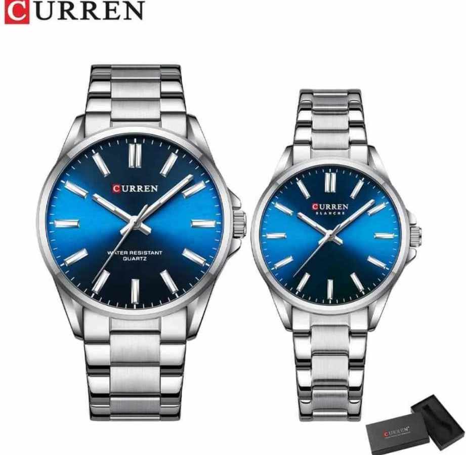 CURREN 9090 Couple Silver Blue