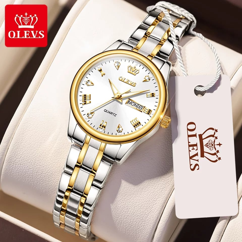 OLEVS 5563 Women Silver Gold White